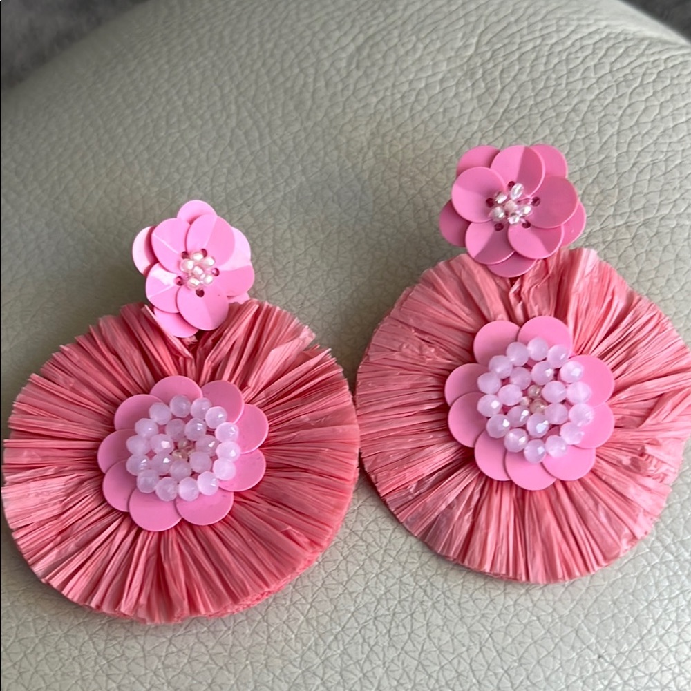 Vineyard Vines - Pink Floral Statement Earrings - add your own backs!